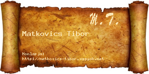 Matkovics Tibor névjegykártya